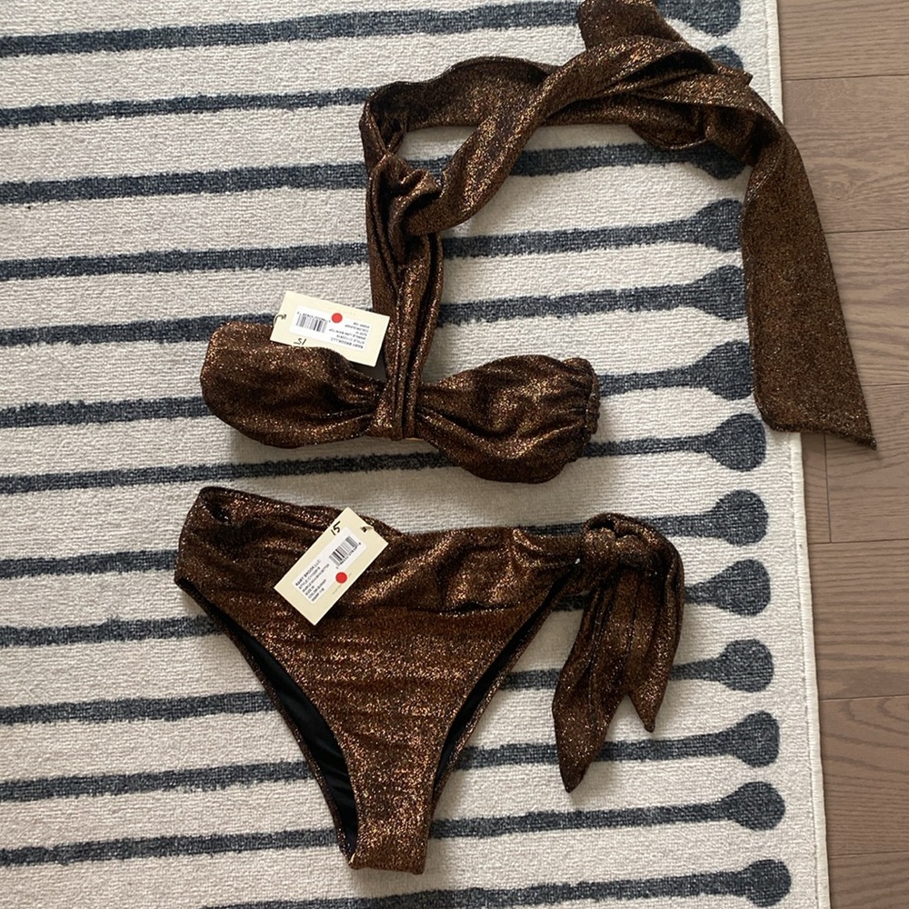 NWT Ramy Brook Bronze Sparkle Knit Bikini